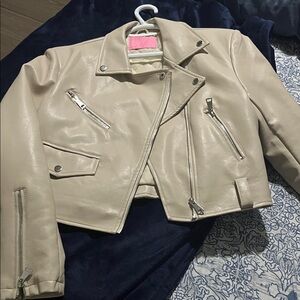 Stylish Cream Leather Jacket